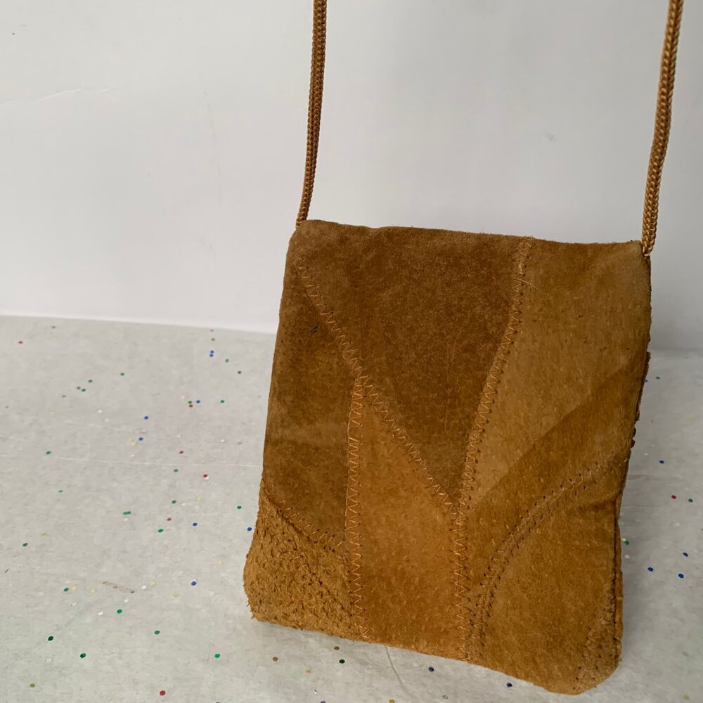 Mini Patchwork 2 Zip Crossbody Purse Brown Suede … - image 6